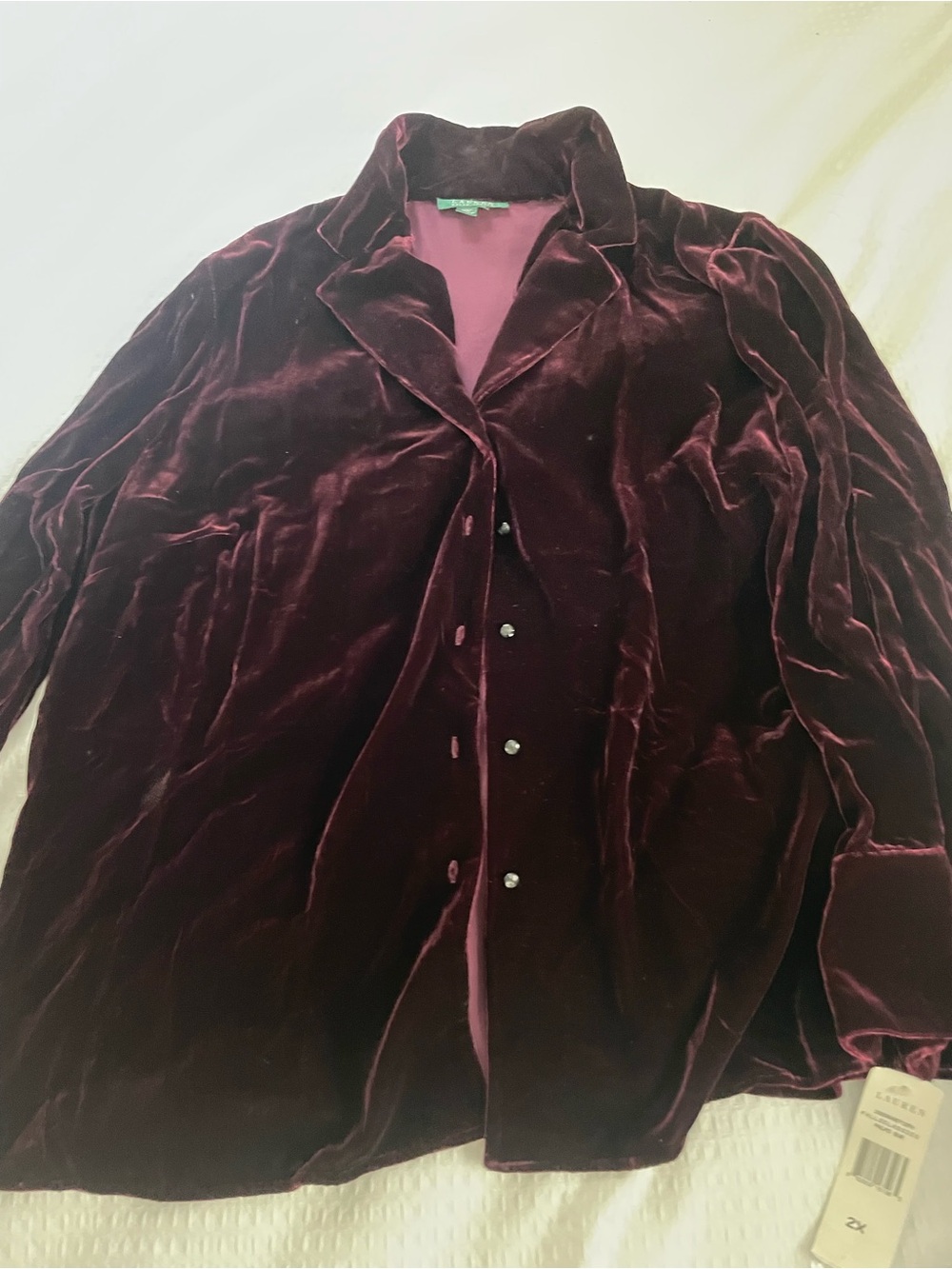 Ralph Lauren Velvet Blazer Jacket in Deep Burgundy